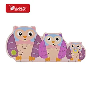 Customize Early Educational Toy Cartoon Owl Wooden Jigsaw Puzzle For Kids W14A383