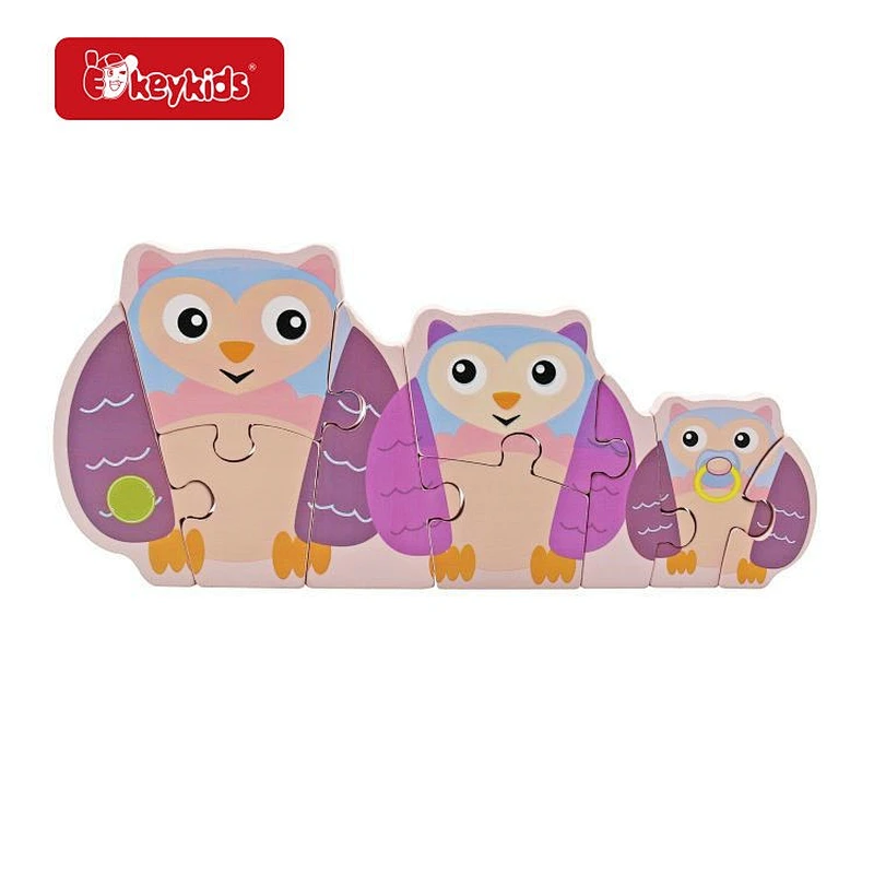 Customize Early Educational Toy Cartoon Owl Wooden Jigsaw Puzzle For Kids W14A383